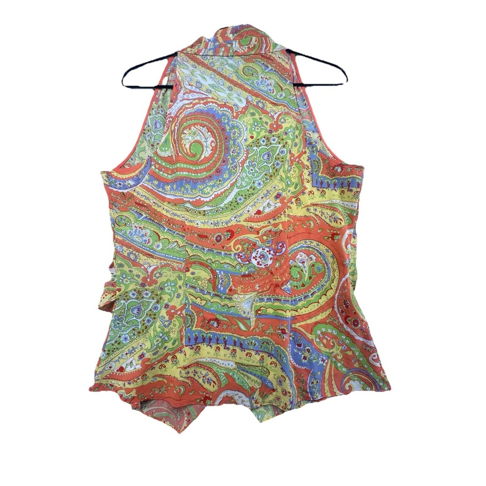 Lauren Ralph Lauren Womens Faux Wrap Blouse Print Sleeveless Top Size 10 - Picture 2 of 7